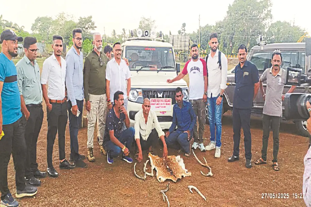 WILD LIFE;राजधानी में हिरण की खाल-सींग बेचने आ रहे तीन शिकारी गिरफ्तार,रायपुर का तस्कर भी शामिल