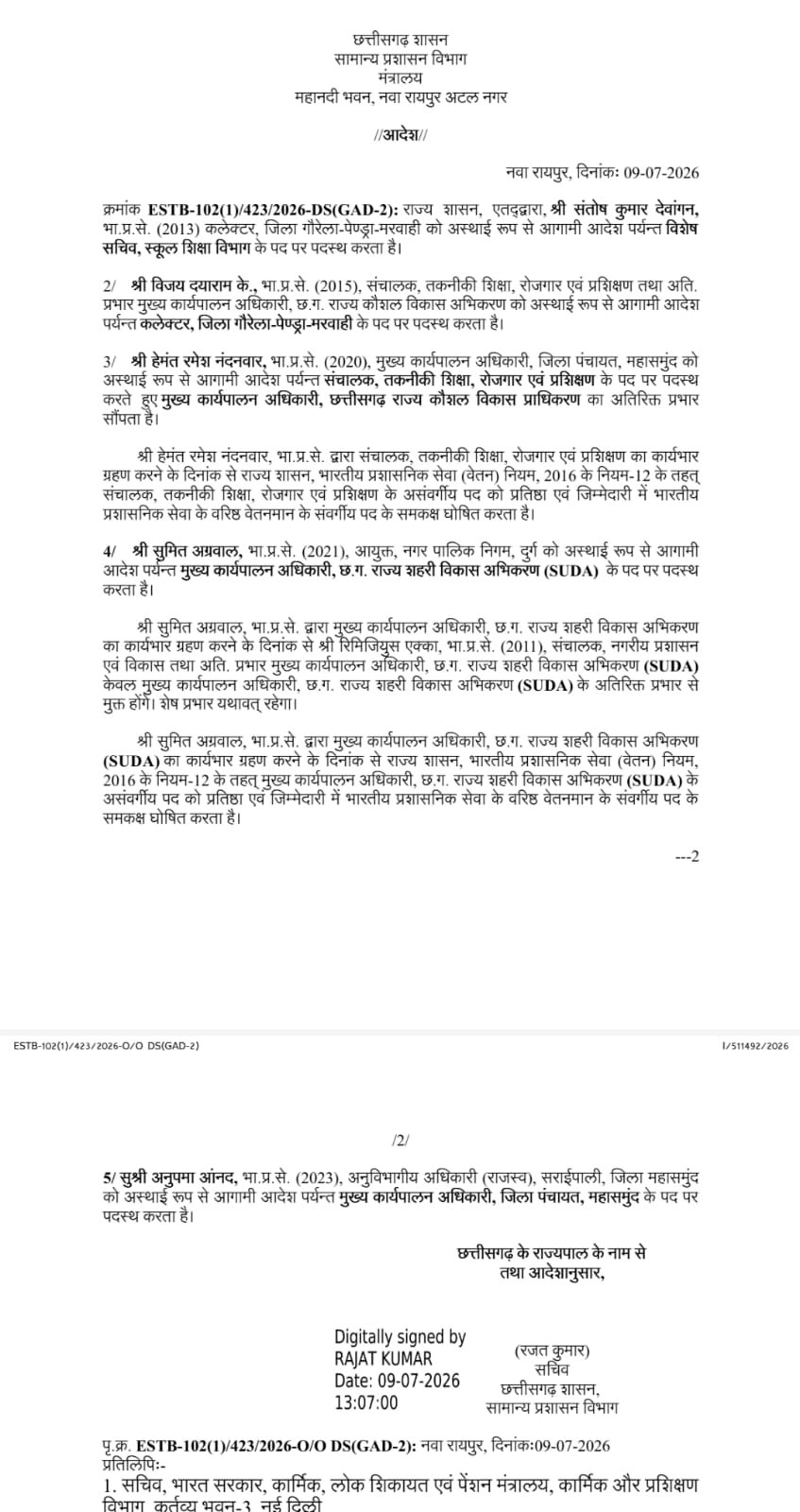IAS; तीन आईएएस अफसर हटाए गए!, निजी अस्पताल सील करने की कार्रवाई के बाद कलेक्टर डा. देवांगन के तबादले पर उठे सवाल